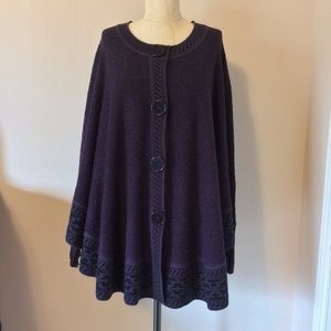 Purple Button Up Cape/Poncho with Sleeves One Size